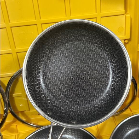 HEXCLAD 7 Piece Nonstick Stainless Steel Frying Pan Set 8 10 12" Lids Wok M $600 - Picture 9 of 10